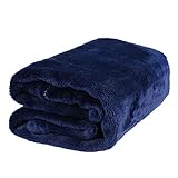 Hoement フランネルペットブランケット 無地 ダークブルー 50×70cm 軽量 保温性 フリース ペット用毛布 小型犬猫向け 贈答用