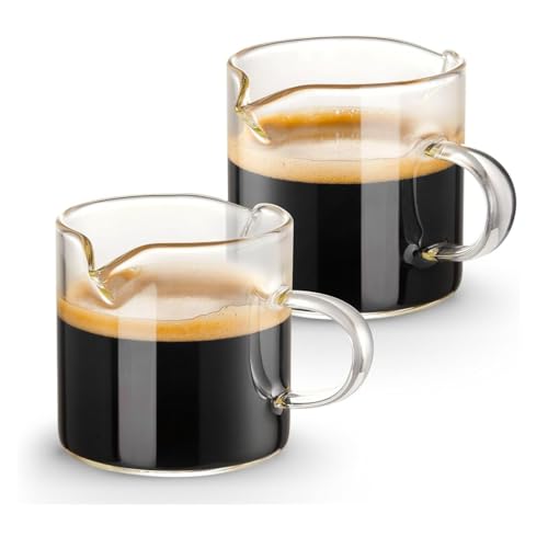 Recopilación de Tazas para cafe espresso los más solicitados. 41 U Chef Juego de 2 Tazas de Café, Tazas para Espresso, Vasos para Café, de Doble Boquilla de 4 onzas, Vasos de Chupito de Espresso, Taza de Leche con Asa, Vidrio Transparente.
