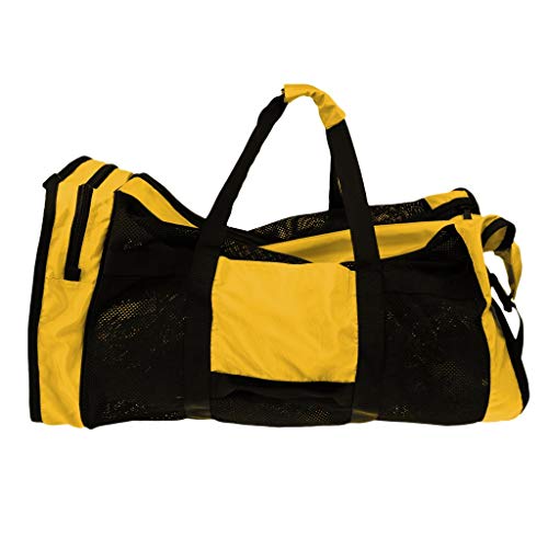 Inzopo Heavy Duty Foldable Mesh Dive Bag Duffel Bag Storage Pouch for Diving Scuba Snorkeling Gear Yellow