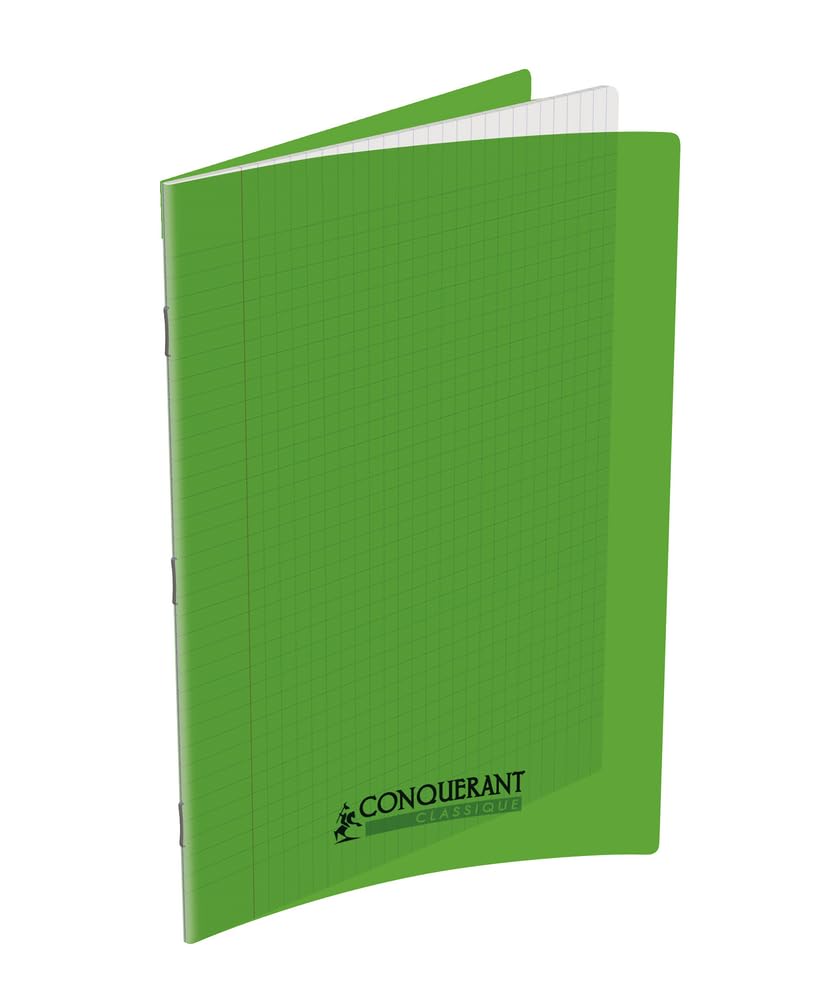 Conquérant Lot de 10 Cahiers Classique A4 Grands Carreaux Seyès 96 Pages Agrafées Couverture Polypro Vert