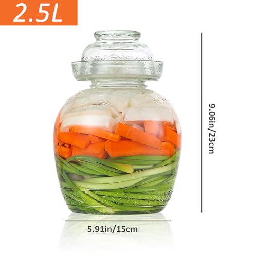 Récipient à cornichons 2,5 L en verre avec couvercle pour fermentation maison