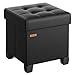 Produktbild SONGMICS Sitzhocker mit Stauraum, kleine klappbare Sitzbank, 38 x 38 x 40 cm Fußbank, Aufbewahrungsbox, bis 300 kg belastbar, für Wohnzimmer Schlafzimmer Schlafsaal, Schwarz LSF0512B02