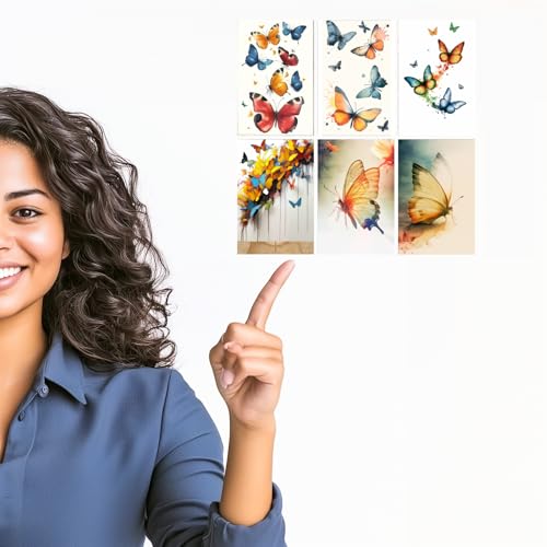 Image of SiddArtify Vibrant Butterfly Watercolor Art Print Set - Set of 2-4x6 Inch - Board (Pack of 6) - Sticker (Pack of 6) Wall Room Decoration art Poster Prints