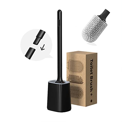 Klobürste Silikon 3 in1 Toilettenbürste Silikon,Klobürstenhalter zur Wandmontage,Toilettenbürste Schwarz für Badezimmer Oder Gäste-Toilet Ohne Bohren Cover