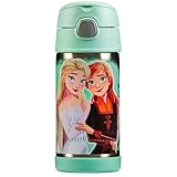 Thermos Kids FUNTAINER STRAW BOTTLE DISNEY 0,35 l, Frozen II, bottiglia termica per bambini in acciaio inox con cannuccia, 12 h freddo, lavabile in lavastoviglie, ermetica senza anidride carbonica,