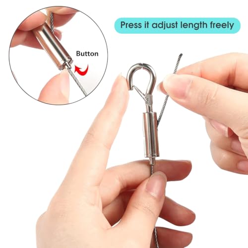 Image of HASTHIP 2Pcs Picture Hanging Hooks with 1m Adjustable Wire Under 50kg