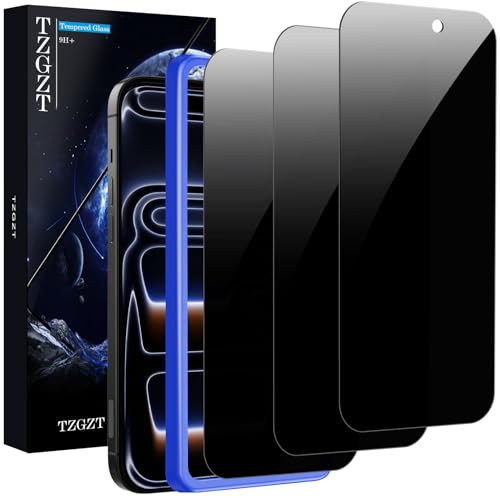 TZGZT (Real Anti Spy) 3 Pack for iPhone 17 Pro Max Privacy Screen Protector Tempered Glass Private Film Accessories, Case Friendly, with Easy to Install Kit, Bubble Free, Scratch Resistant
