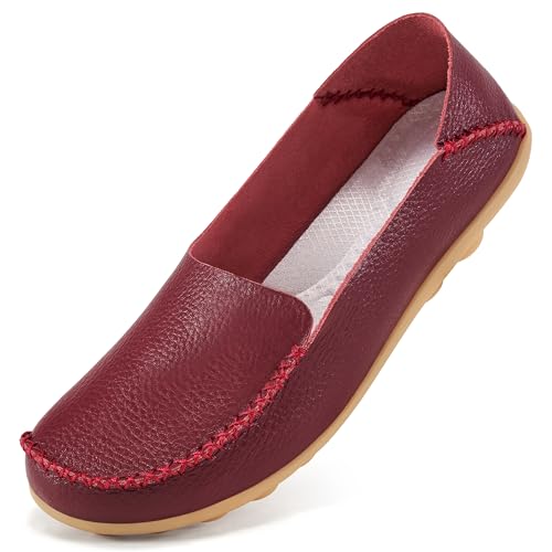 Ecetana Loafers for Women Penny Shoes Comfortable Slip On Casual Womens Loafers Fashion Moccasins Lightweight Round Toe Driving Flats Boat Shoes