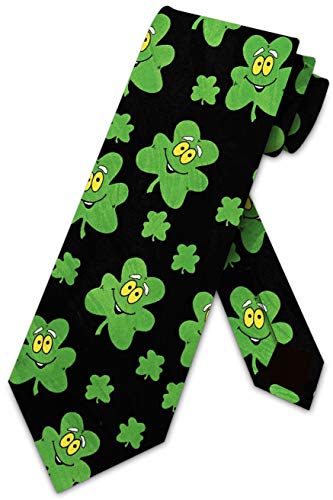 Smiley Clovers Shamrock Ties St. Patricks day Necktie