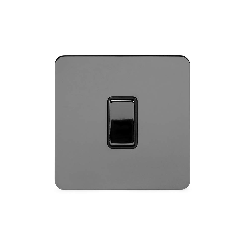 The Soho Lighting Company Black Soho Lighting Nickel Flat Plate 10A 1 Gang 2 Way Light Switch Insert Screwless