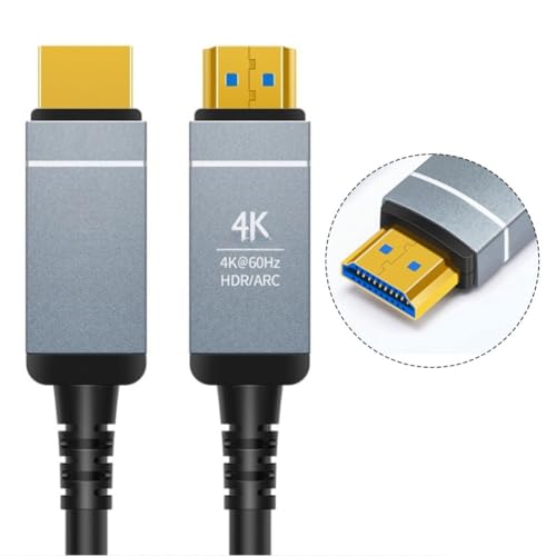 URPIZY High Speed Fiber Optic Kabel 4K 60Hz mit Goldkontakten für TV, PS5, Xbox – 18 Gbps Übertragungsrate, optische Glasfaser, braidete Hülle, kompatibel mit HDMI 2.0