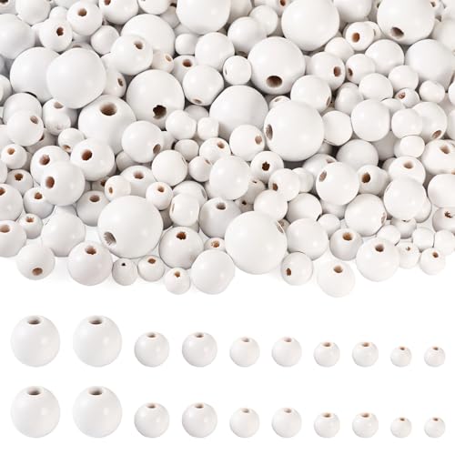 PandaHall 300 Perline In Legno Marrone Cocco | 3 Dimensioni: 9, 11, 16 Mm | Fori Grandi 4-8 Mm | Rondelle E Barilotti Per Gioielli Fai Da Te, Macramè