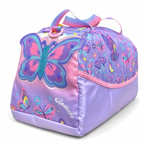Image of Kids 3D Print Duffle Bag - Boys Travel, School & Sports Bag (Butterfly Purple)