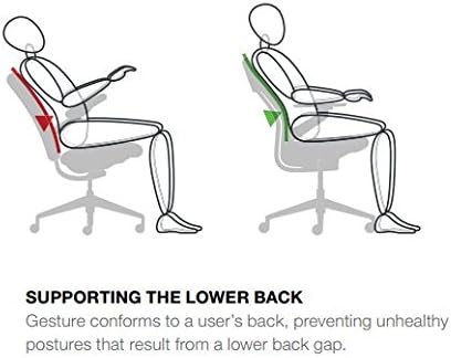 Miniatura 5 de Steelcase Silla de trabajo gestual respaldo envuelto - marco metálico platinadobaseacento de gaviota - soporte lumbar ajustable - ruedas de suelo