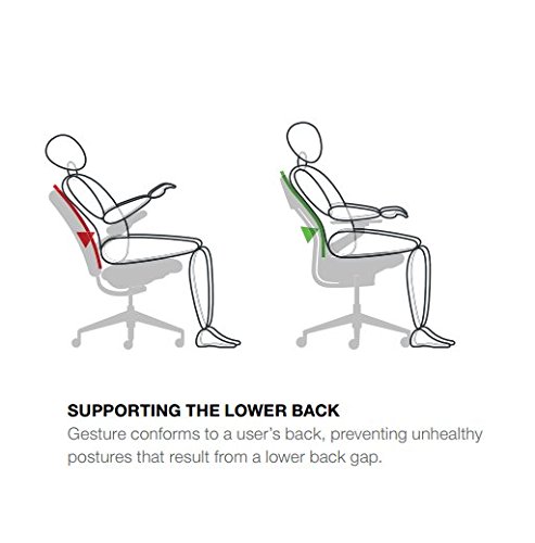 Steelcase Gesture Task Chair: Wrapped Back - Platinum Metallic Frame/Base/Seagull Accent - Roll Control Hard Floor Casters #TOP2