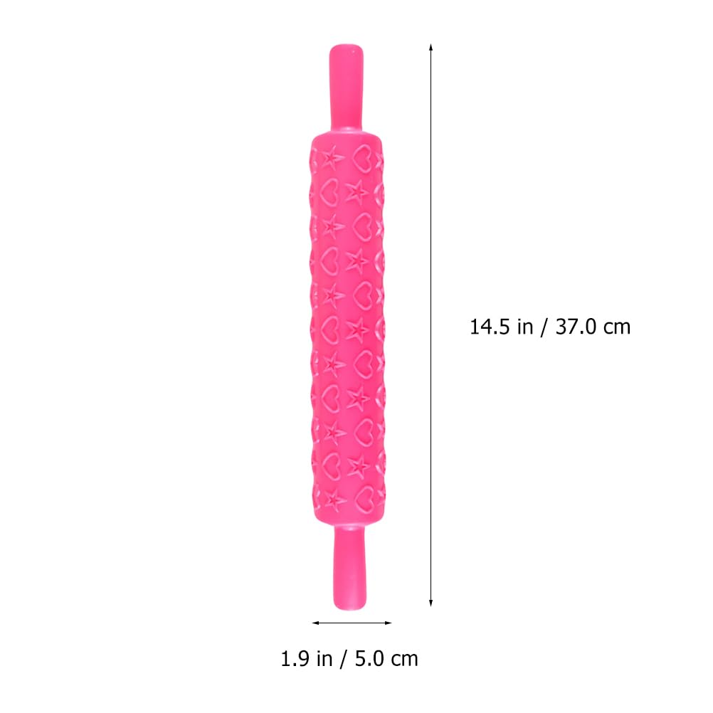 Hemoton Rolling Pin Heart Embossed Plastic Set of 3 Baking Rolling Pin for Pizza Cookies