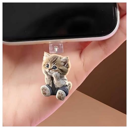 Businessman Kitten Dust Plug Acrylic Charms for electronic products,Type-C Charging Port Dust Plugs Pendant Compatible with E-Reader Phone Tablet, Gift for Christmas, Birthday, Anniversary Day