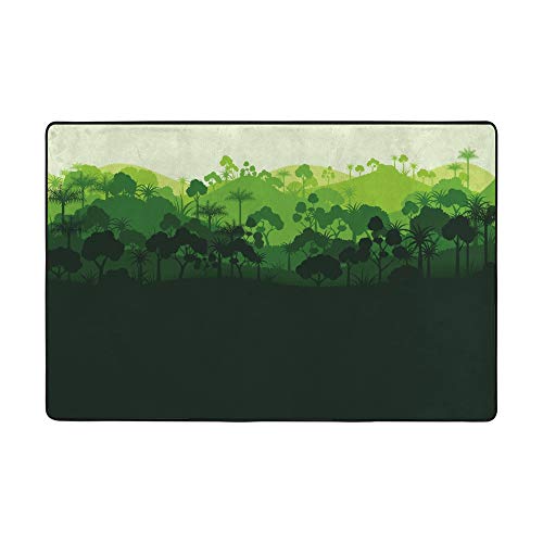 Tapis vert salon Ruchen robuste contre l'usure forêt abstrait durable