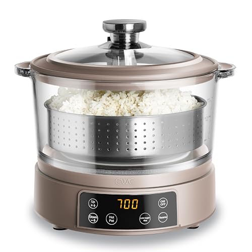 COOK WITH COLOR 3L Glass Mini Low Carb Rice Cooker &ndash; Holds 2 Cups Raw/Makes 6 Cups Cooked with...