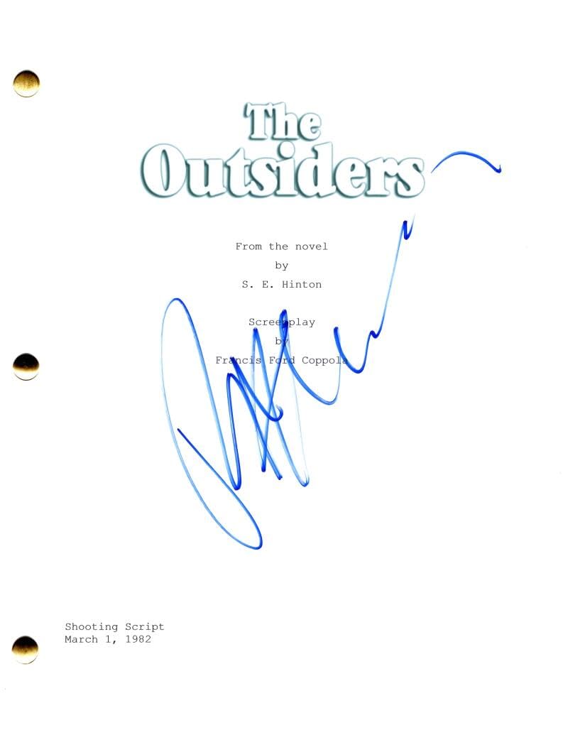 Ralph Macchio Signed Autograph The Outsiders Full Movie Script Screenplay - Johnny Cade - Costarring Matt Dillon, C Thomas Howell, Patrick Swayze, Rob Lowe and Tom Cruise