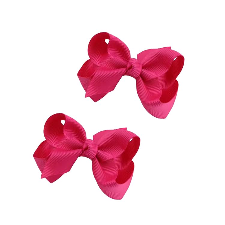 3.2 Inches Grosgrain Ribbon Pinwheel Hair Bows Alligator Clips Hair Barrettes Accessories for Baby Girls Kids Toddlers Teens Multiple Colors in Pairs (red.)