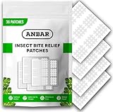 Anbar Bug Bite Itch Relief Patches to Relieve Itchy Irritation and Swelling, Mosquito, Tick, Midge, Fly, and Sandfly Post-Bite Skincare, Natural Deet-Free Patch, 36 Pcs, Clear