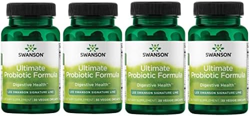 Swanson Ultimate Probiotic Formula Digestive Health Immune System Support 66 Billion CFU Prebiotic NutraFlora scFOS 30 DRcaps Veggie Capsules (Caps) (4 Pack)