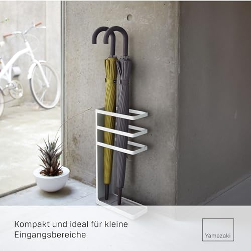 Yamazaki 7932 LAYER Schirmständer, weiß, Stahl, Minimalistisches Design, 23 x 10,5 x 45 cm (LxBxH)