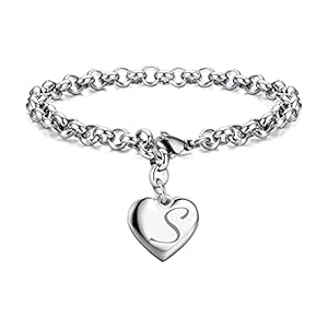 Monily Initial Charm Bracelets for Girls Letters Alphabet Heart Bracelet Jewelry Gifts for Teen Girl