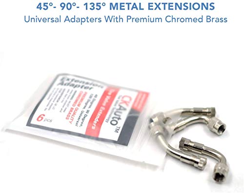 image for CKAuto 6 Pack 45 Degree 90 Degree 135 Degree Metal Valve Stem Extender