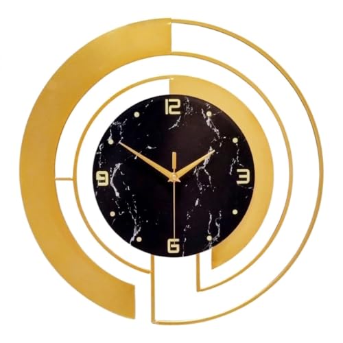 Image of European Style Luxury Living Room Analog Clock 3D Diamonds Non-Ticking Silent Creative Personality Metal Large Quartz Art Wall Decorative (Multi) (BL Marble Gold Clock)