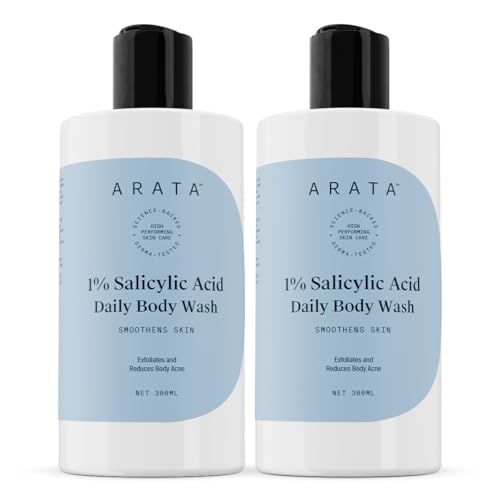 Arata 1% Salicylic Acid Body Wash (600ml) For Body Acne & Dry Skin | Derma Tested|Removes Tan | Exfoliates, Cleanses & Smoothens Uneven & Rough Skin | Shower Gel For Men & Women