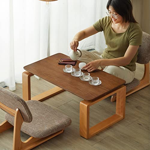 Table basse à thé de balcon en hêtre marron pour optimiser les petits salons