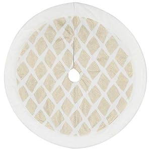 Image of ExcMark 48 inch Faux Fur Christmas Tree Skirt in Trendy Plaids and Check in Gold Beige
