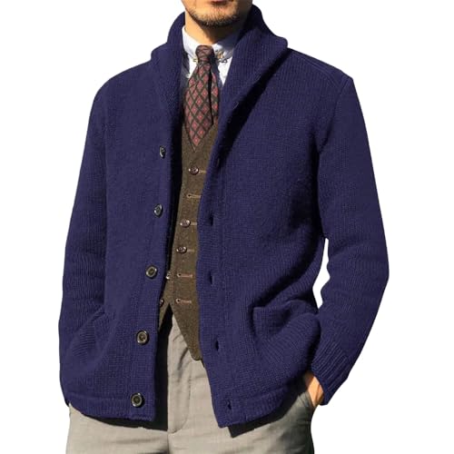 Men's Knitted Button Cardigan Sweater Lapel Long Sleeve Thick Warm Large Size Sweater3