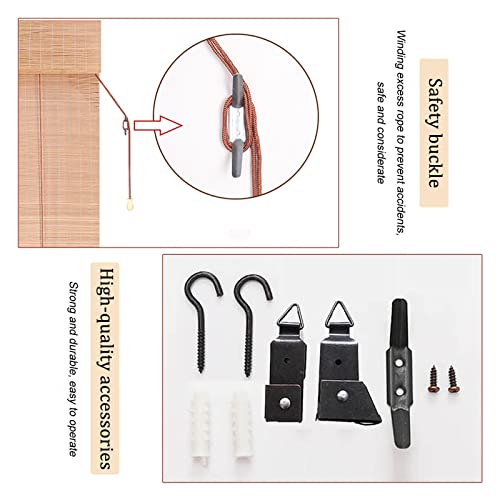 Bamboo Blinds 50 140cm White Rolling Shades Roman Shades for Privacy Window Coverings W×H 140x260cm/55x102in Indoor Bamboo Window Treatments - Image 5