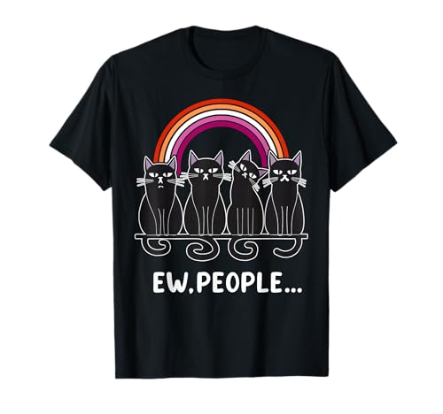 Funny Black Cats with Lesbian Rainbow T-Shirt