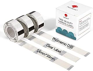 Phomemo D30 przezroczyste etykiety termiczne, samoprzylepne, 14 x 30 mm, 3 rolki