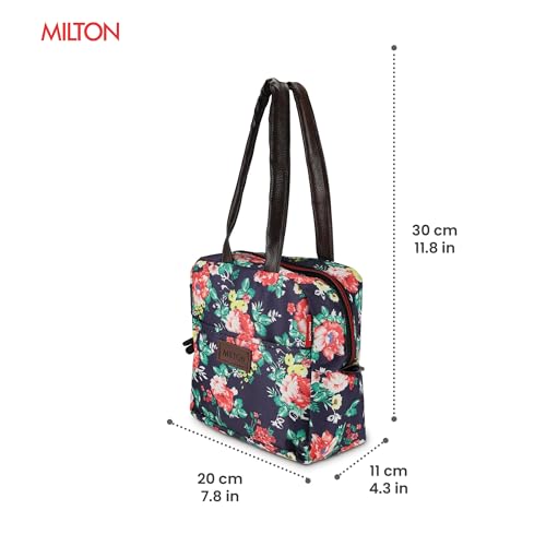 Image of MILTON Floral Lunch Bag I Design Tiffin Bag for Office for Men, Women I Eco Friendly, Spacious, Durable I 2.5 L I Navy Blue