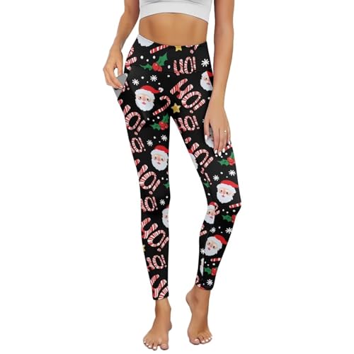 AFPANQZ Cartoon Santa Leggings Women Butt Lifting Leggings Athletic High Waisted Yoga Pants for Womens Gym Yoga Sport PantsSeamless Plus Size Stretch Capri Yoga Pants