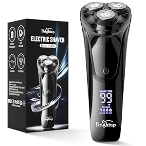 Brightup Rasierer Herren Elektrisch mit 4D-Schwebekopf, Kabellos LED Elektrischer Nass- und Trockenrasierer für Männe, IPX6 Wasserdichter Elektrorasierer, USB-C Aufladung & Pop-Up Trimmer, Reisesperre