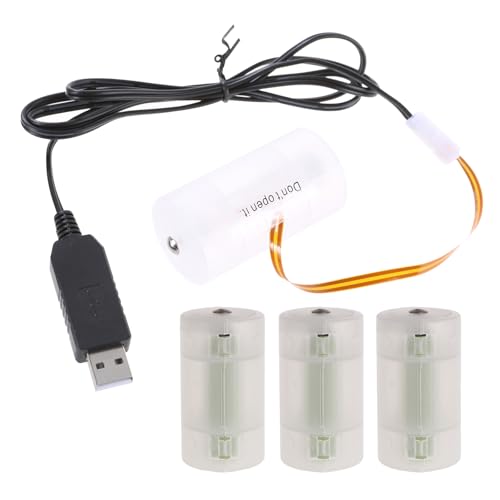Uqezagpa Eliminadores de batería USB LR20 D de repuesto de 5 V a 6 V, convertidores de fuente de alimentación, 4 conectores LR20 D de 1,5 V