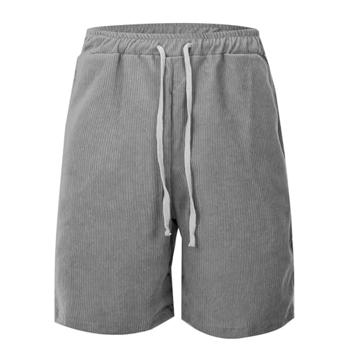 Pantalones Cortos Casuales de Pana para Hombre Transpirables y Ligeros Ideales para Actividades Diarias Deportivas y Exteriores de Verano (Grey, XXL) c67