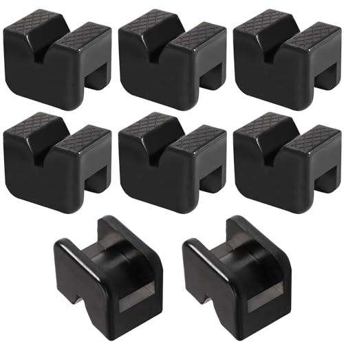 Image of Hedume 8 Pack Jack Stand Pads, Universal Rubber Jack Pad Adapter, Slotted Frame Rail Pinch welds Protector