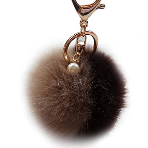 Bestpriceam Rabbit Fur Ball Keychain Bag Plush Car Key Ring Car Key Pendant (I)