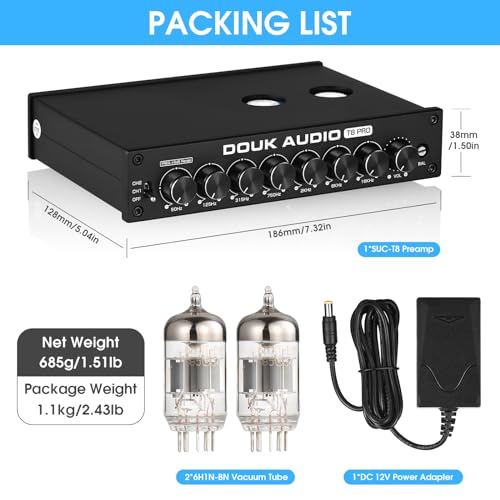 Douk Audio SUC-T8 Hifi Vacuum Tube 7-Band Eq Preamp Equalizer Xlr Pre-Amplifier Home thumb #7