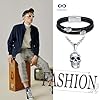 INFINIONLY Mens Boys Stainless Steel Necklace and Bracelet Jewellery Sets Fashion Skull Pendant Creative Double-Layer Leather Braided Skull Bracelet for Teenagers #4