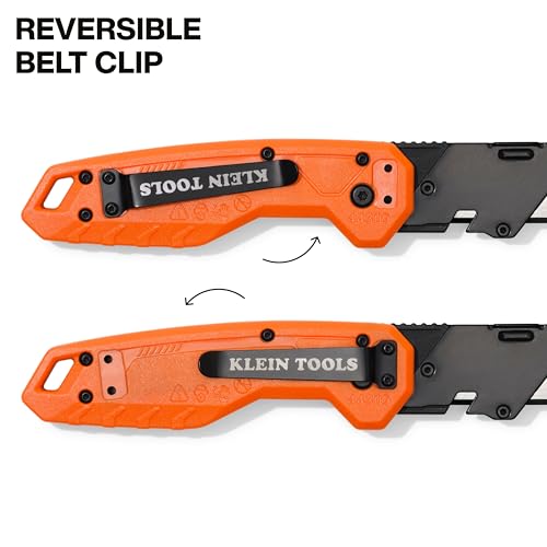 Image of Klein Tools 44309 Pry Bar Knife, 2-in-1 FLICKBLADE Utility Knife with Built-In Pry Bar, Dual Locking Positions at 135-Degree and 180-Degree, Full Metal Core
