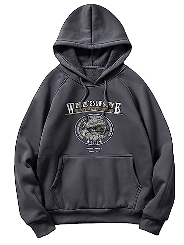 SHENHE Men's Graphic Letter Print Sweatshirt Drawstring Hoodie Top with Kangaroo Pocket