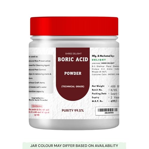 Image of Boric Acid Powder (400GM) - Carrom Board Powder, Natural Pest Control, Rice Preservation, Cleaning Agent for Home, Kitchen, Bathroom - Cockroach, Ant, Termite, Insect Control, Woodworm & Mold Removal